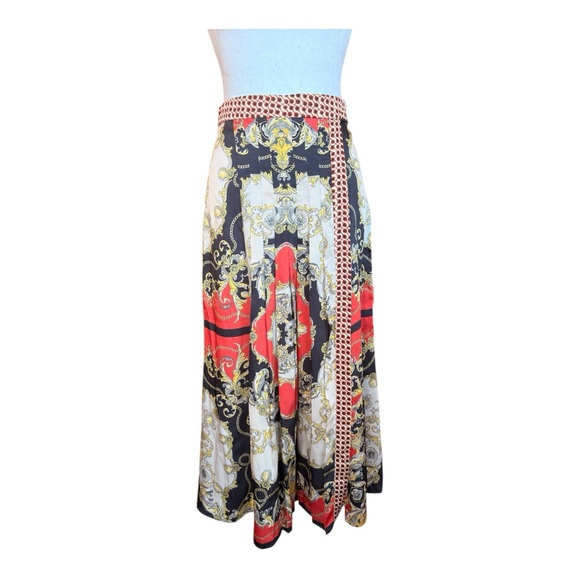 Zara Pleated Scarf Print Midi Skirt - Picture 2 of 11
